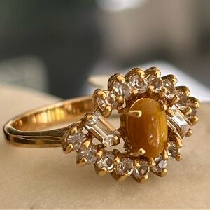 Genuine Tiger Eye 18K Gold Plated Ring
